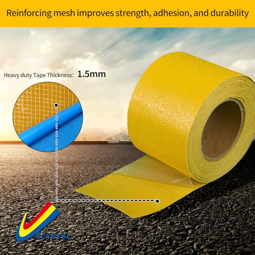 Reflective Pavement Marking Tape Slip-Resistant and Durable, Heavy-Duty Rubber Base for Outdoor Applications, Perfect for Driveways, Walkways, and Parking Areas (Yellow, 4 Inch X 18 Feet) - size: 4 Inch x 18 Feet
