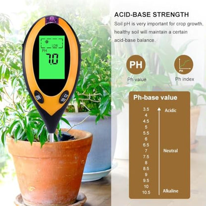 New Soil pH Meter 3 in 1/4 in 1 PH Light Moisture Acidity Tester Soil Tester Moisture Meter Plant Soil Tester Kit for Flowers