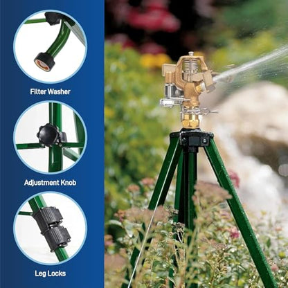 2-Pack Orbit 1/2 -inch Heavy-Duty Brass Impact Sprinkler on Adjustable 22-48-inch Metal Tripod Base - style: 2-Pack Brass Impact Sprinkler