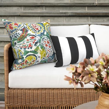 Outdoor 16x16 Inch Throw Pillow Covers Set of 2, Covers ONLY, All Weather Square Pillow Cases, Patio Cushion Pillow of Home Furniture Use, Paradise Paisley - color: Paradise Paisley, size: 16" x 16" (Pack of 2)