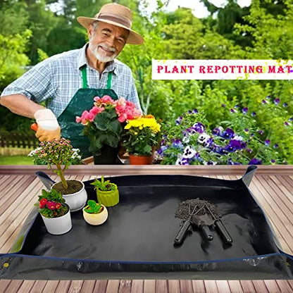 Extra Large 43in*30in Plant Repotting Mat, Waterproof, Foldable, Reusable, Black - color: Black, size: 43 in x 30 in (Rectangular)