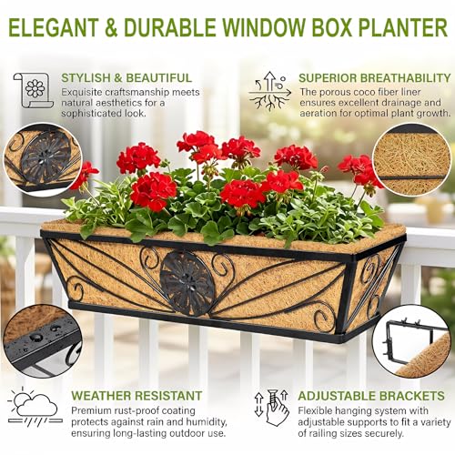 2 Pack 24 Inch Railing Planter Boxes