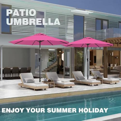 AreShark 9FT Outdoor Patio Umbrella with Tilt and Crank, Rose Pink - color: Rose Pink, size: 9ft