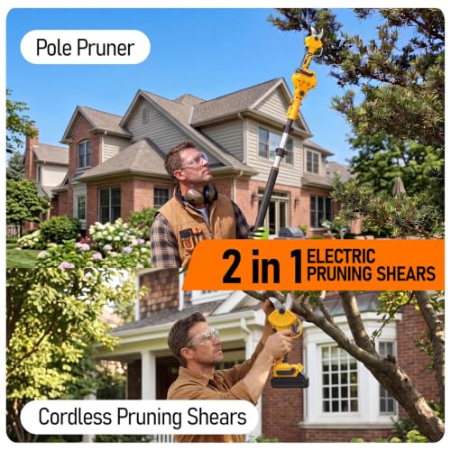 2-in-1 Cordless Pole Pruning Shears Compatible with Dewalt 20V MAX
