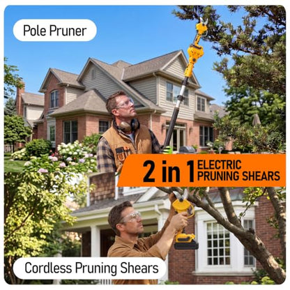 2-in-1 Cordless Pole Pruning Shears Compatible with Dewalt 20V MAX