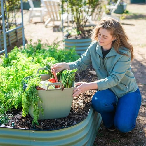 Vego FlexTrug Flexible Plastic Tub for Indoor, Outdoor Gardening, Multipurpose Garden Tubs - 8 Gallon Tub, Sage Green - color: Sage Green, size: 8 Gal