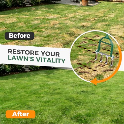 Suntee Lawn Aerator Tool, Green Manual Core Aerator for Lawn Care