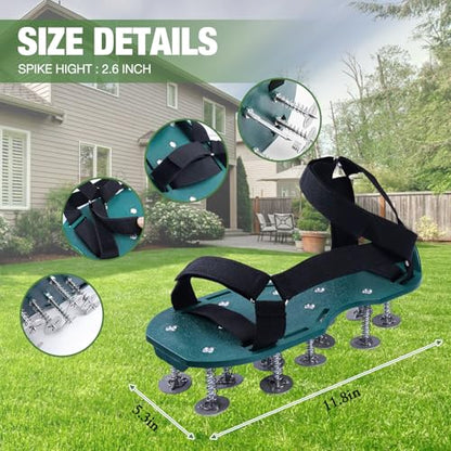 POKSAUAE Adjustable Spiked Lawn Aerator Shoes - Deep Soil Aeration Tool with Breathable Design, Fits 5-12 to Protect Lawn & Boost Soil Health