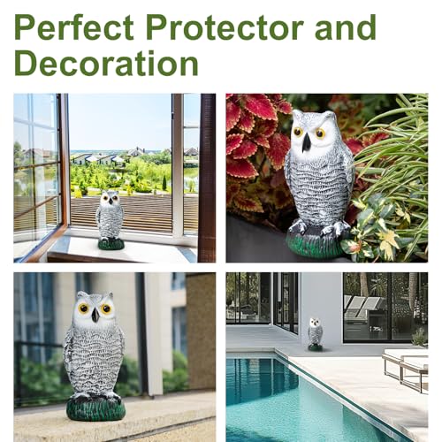 OFFO Plastic Owl Scarecrow for Halloween Decorations Outdoor Garden, Yard, Pool Decoration, 8.3 in Height, Snow Owl - color: Snow