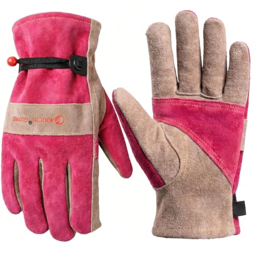 Leather Gardening Gloves for Women-Best Gift for Gardeners.Pink M - color: Pink, size: Medium