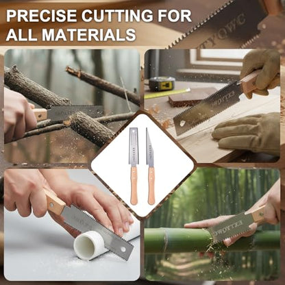 2 Pack Japanese Pull Saw, 6-Inch Double Edge Hand Saw for Wood Cutting