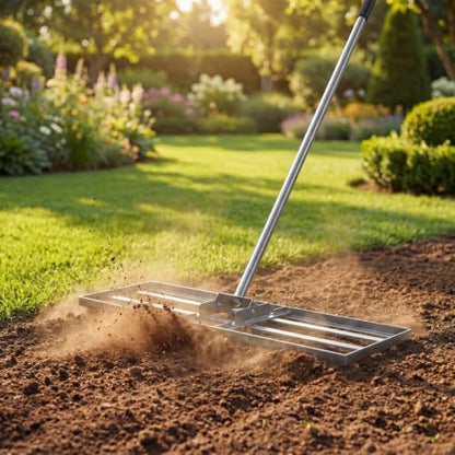 COSTWAY 30x10 Inch Lawn Leveling Rake (Silver, 30"x10") - color: Silver