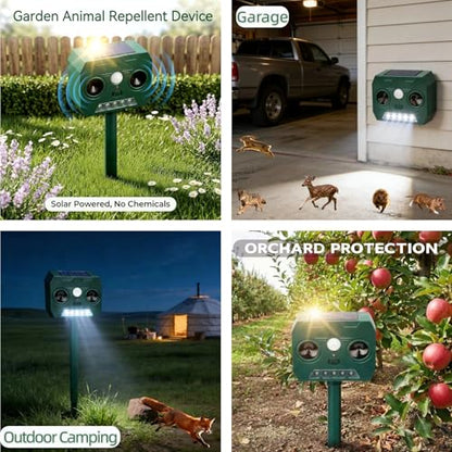 Solar Animal Repeller, PIR Sensor, Flashing Light, IP65 Waterproof, Yard