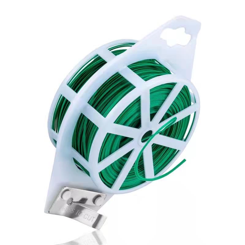 328 Feet (100m) Garden Plant Twist Tie with Cutter Reusable for Plants Growth and Care, Tie Wire Reel for Home and Office Cable Organization, Multifunctional Twist Ties (Green) Rool for Cord & Bag