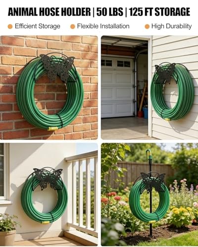Butterfly Garden Hose Holder Wall Mount Heavy Duty Hose Hanger 125'5/8" - color: Butterfly Sculpture