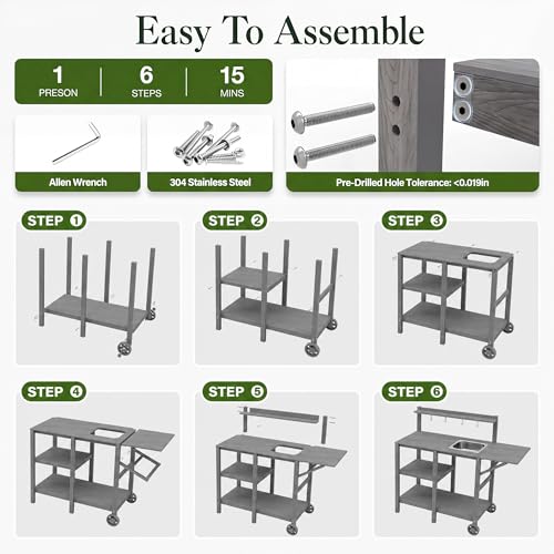 YEFU Potting Bench with Sink, All-Weather Resistant,Grey - color: Gray, size: Premium