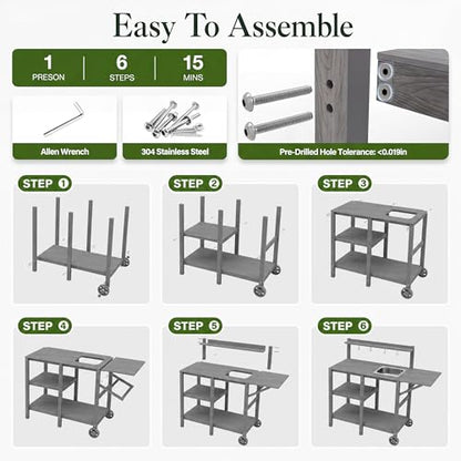 YEFU Potting Bench with Sink, All-Weather Resistant,Grey - color: Gray, size: Premium
