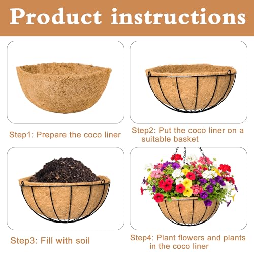 4 Pack 8 Inch Hanging Baskets for Plants Outdoor Metal Hanging Planter Basket with Coco Coir Liner Hanging Flower Baskets Hangings Flower Pots Holder for Garden, Patio(Watermelon) - size: 8 Inch, style: Garden