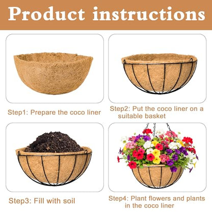 4 Pack 8 Inch Hanging Baskets for Plants Outdoor Metal Hanging Planter Basket with Coco Coir Liner Hanging Flower Baskets Hangings Flower Pots Holder for Garden, Patio(Watermelon) - size: 8 Inch, style: Garden