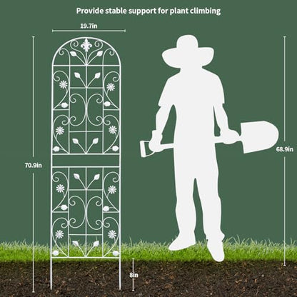 70.8" Metal Garden Trellis for Climbing Plants, 2 Pack White - color: White