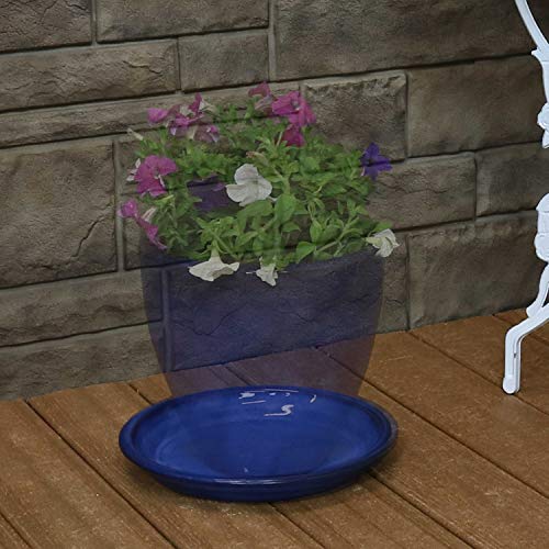 Sunnydaze 9" Ceramic Plant Saucers for Planters, 2pk, Imperial Blue - color: Imperial Blue, size: 9 in