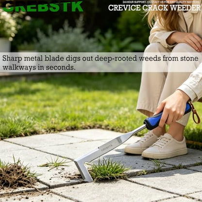 GREBSTK Crack Weeder Crevice Weeding Stainless Steel Sharp Lightweight Tool - size: 12in Manual Weeder
