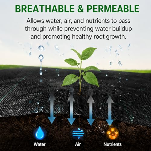HOOPLE 4FT*100FT Premium Landscape Fabric Weed Barrier, Durable & Heavy-Duty, Thick Weed Barrier Fabric, Easy Setup & Superior Weed Control (4ft*100ft fold) - size: 3.2 oz – 4 ft x 100 ft