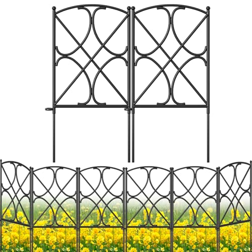 AMAGABELI GARDEN & HOME 10 Panels 24in(H)×10ft(L) Decorative Garden Fences and Borders for Dogs Rustproof Metal No Dig Fence Panels Garden Edging Border for Animal Barrier Flower Beds Yard Patio - color: Black Diamond, size: 24in(H) x 10ft(L)