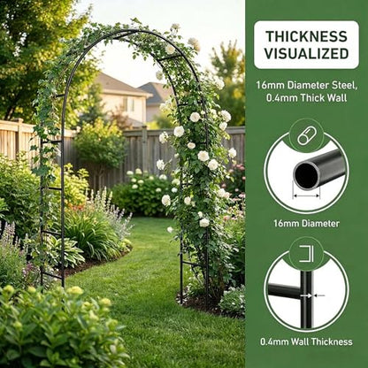 Metal Garden Arch Arbor, 94.5" H x 55" W, Black Powder-Coated Iron