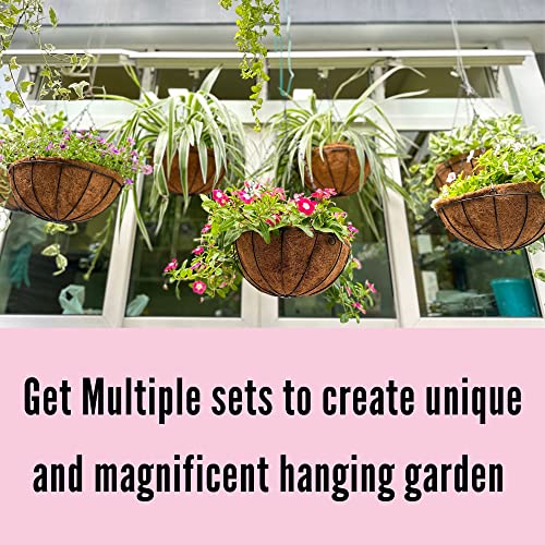 LaLaGreen Outdoor Hanging Baskets (10 in, 10 Pack) Coco Liner Flower Pots - size: 10" x 10 Pack