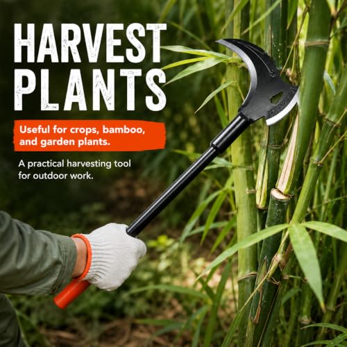 2-in-1 Heavy-Duty Gardening Sickle - color: Matte Black