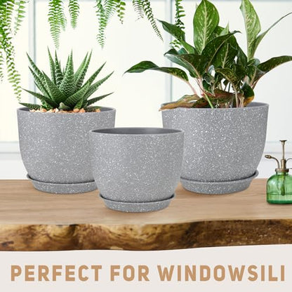 YNNICO Plant Pots 12/10/9 inch Set of 3, with Multi Mesh Drainage Holes - color: Gray, size: 12/10/9 inch