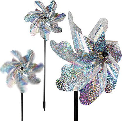 Tapix Bird Blinder Pinwheels (20 Pack) 15 inch Pinwheel Bird Deterrent, Holographic Pin Wheels for Yard and Garden, Garden Spinners - size: 20 Pack