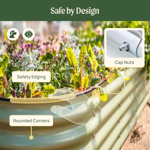 Vego garden 26" Extra Tall Raised Garden Bed Kits, 9 in 1 Modular Raised Planter Box for Vegetables Flowers Fruits Oval Metal Raised Garden-Modern Gray - color: Modern Gray, size: 9 in 1