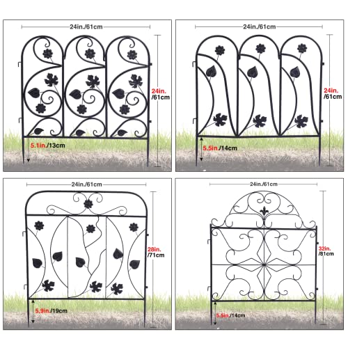 2ft(H) x10ft(L) Decorative Garden Fence Border, 5 Pack Outdoor Rustproof Metal Wire Tall Animal Barrier Fence No Dig for Dogs Rabbit Squirrel, 24inches - size: 24IN(H)x10FT(L) 5Pack