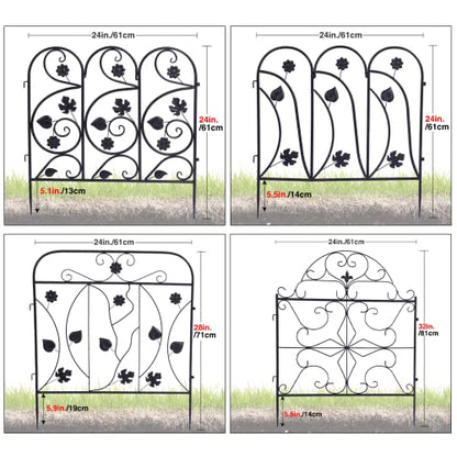 2ft(H) x10ft(L) Decorative Garden Fence Border, 5 Pack Outdoor Rustproof Metal Wire Tall Animal Barrier Fence No Dig for Dogs Rabbit Squirrel, 24inches - size: 24IN(H)x10FT(L) 5Pack