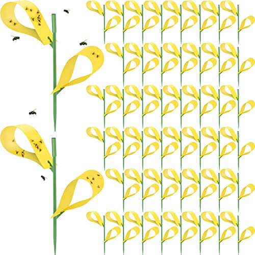 Qualirey 150 Pcs Yellow Sticky Houseplant Traps Gnat Stakes Indoor - color: Yellow