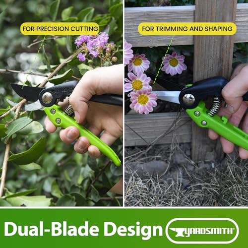 YARDSMITH Garden Pruning Shears 2 Pack, 7.68" Bypass Pruning and Straight, Premium Plant Shears, Garden Clippers Hand Tools for Cutting Flowers, Trimming Plants, Picking Fruits