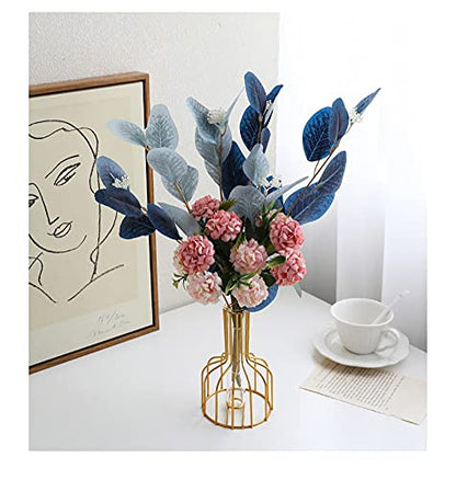 IvyMei Luxurious Nordic Gold Black Table Flower Vase Metal Frame Glass Tube - color: Gold Black