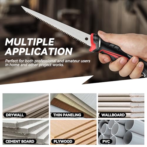 Auto Dynasty 6" Wallboard Jab Saw for Drywall, Sheetrock, Comfort Grip, Red - style: Wallboard Saw