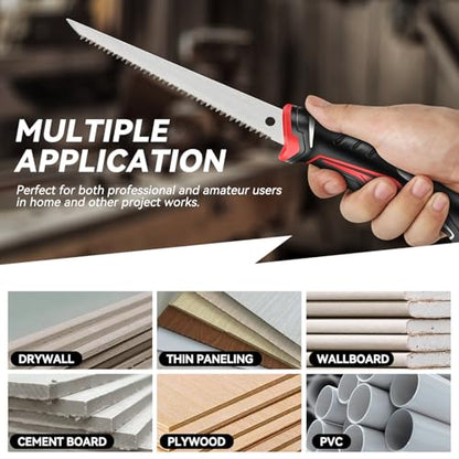 Auto Dynasty 6" Wallboard Jab Saw for Drywall, Sheetrock, Comfort Grip, Red - style: Wallboard Saw