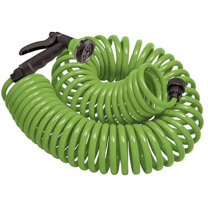 Orbit Coil Garden Hose, 25 ft, with 8-Pattern Nozzle, Green - 26380 - color: Green, size: 25 ft