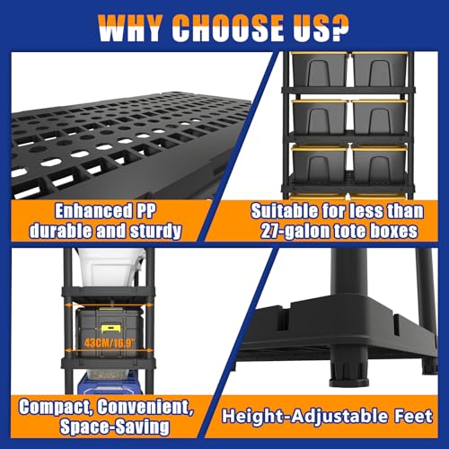 Plastic Storage Shelves, Heavy Duty Shelving Units, 700LBS - size: 5 Tier(larger size)
