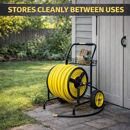 Hose Reel Cart, Hold Up to 300 ft of 5/8'', Garden Hose Cart with 2 Wheels, Heavy Duty Freestanding Water Hose Reels for Outside Garden Lawn Yard Outdoor (300ft Hose Capacity) - size: 300ft Heavy Duty Hose Capacity