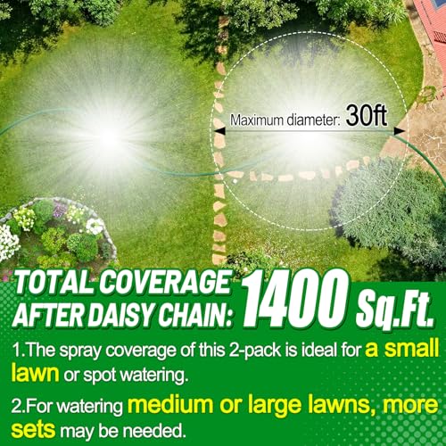 Acostop 2pcs 360° Spray Sturdy Metal Sprinklers for Yard Lawn Small Garden