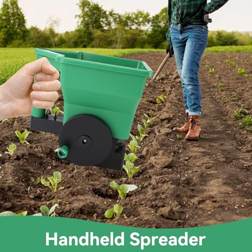 3L Manual Handheld Spreader for Lawn & Garden, Small, Lightweight Seed Fertilizer Spreader Tool for Grass Seed Fertilizer Salt Ice Melt Easy Labor Saving Hand Spreader for Yards Gardens Driveways