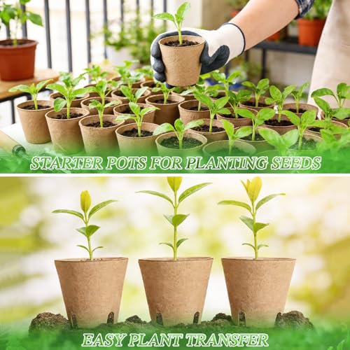 120 Pcs Round Peat Pots 2.4"+3.14"+4" Plant Starter Nursery Pot with Drainage Holes Garden Germination Seedling Pots with 120 Plant Labels for Indoor Outdoor Gardens - size: 2.4 + 3.14 + 4 Inch