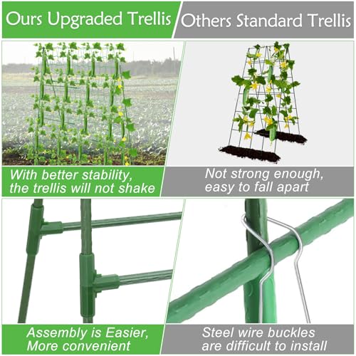 32 x 53 Inch Cucumber Trellis for Climbing Plants Outdoor A-Frame Garden Trellis for Raised Bed Detachable Sturdy Garden Plant Support Trellis for Small Plant Vegetable Flower Grape with Climbing Net - size: 1pack 32 x 53 Inch
