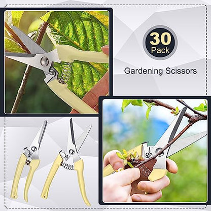 Chumia 30 Pcs Garden Shears Flower Pruning Scissors for Plants, Beige
