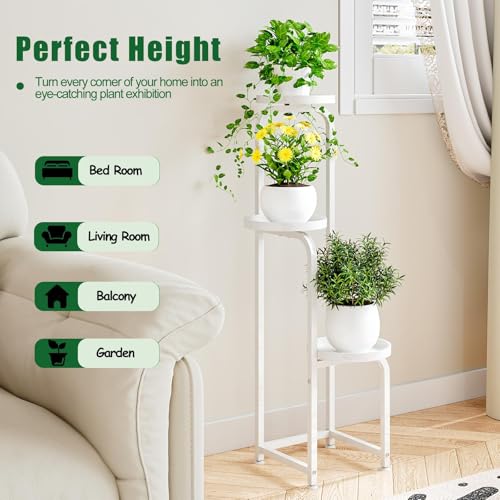 INGIORDAR Plant Stand Indoor Outdoor Corner Tiered Plant Shelf 3 Tier Metal - color: White, size: 3-Tier